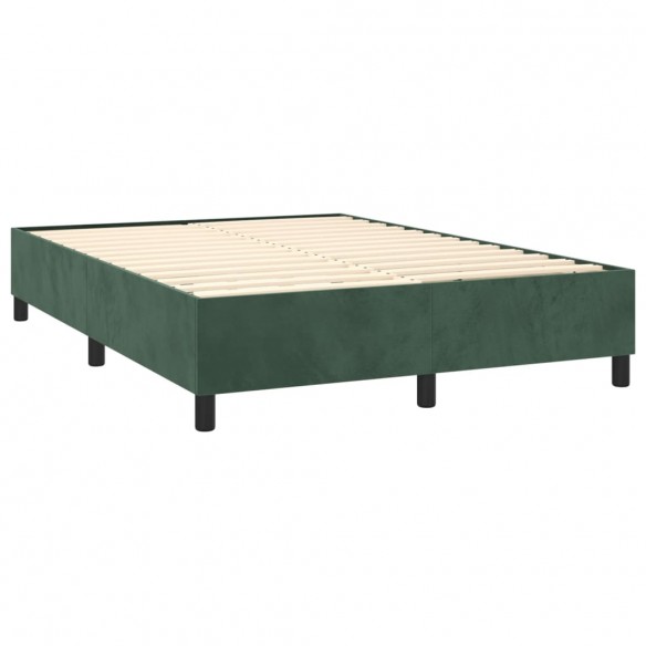 Cadre de lit et matelas Vert foncé 140x200cm Velours