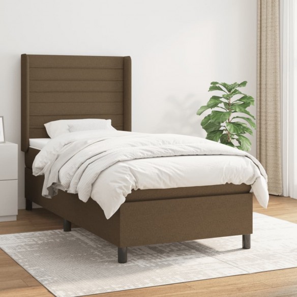 Cadre de lit avec matelas Marron foncé 90x200 cm