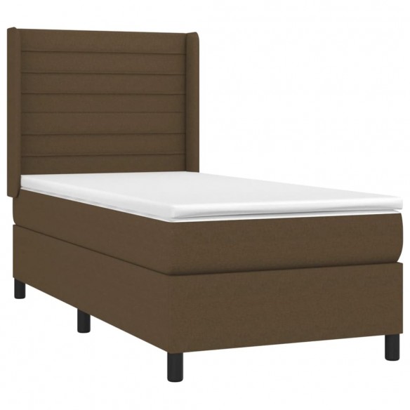 Cadre de lit avec matelas Marron foncé 90x200 cm