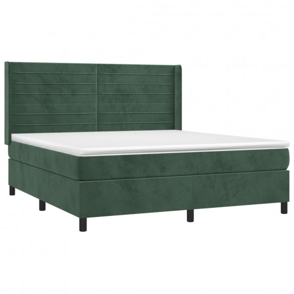 Cadre de lit matelas et LED Vert foncé 180x200 cm