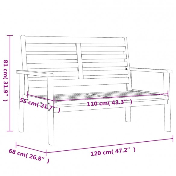 Canapé de jardin 120 cm bois d'acacia massif