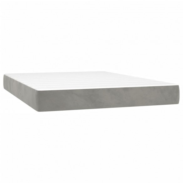 Cadre de lit et matelas Gris clair 140x200cm Velours