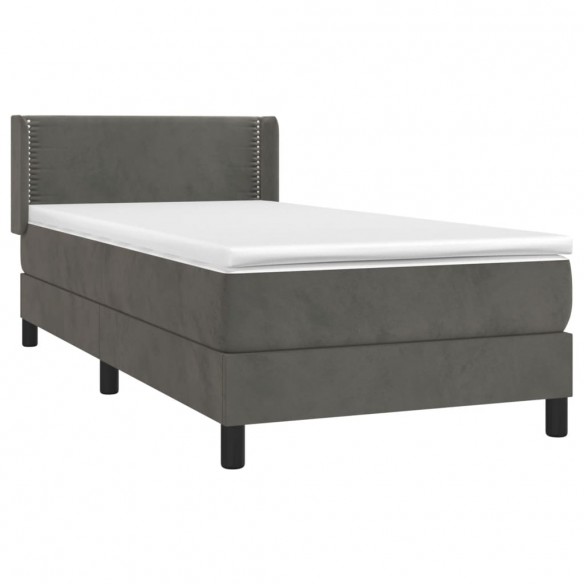 Cadre de lit avec matelas Gris foncé 100x200 cm