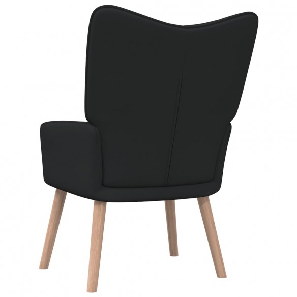 Chaise de relaxation avec tabouret Noir Tissu