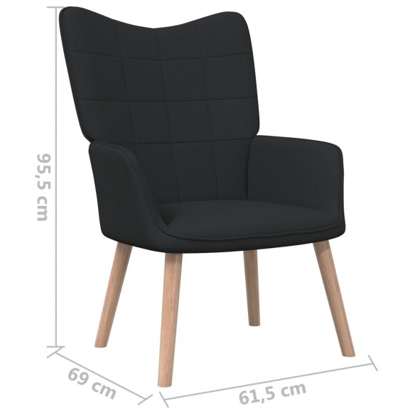 Chaise de relaxation avec tabouret Noir Tissu