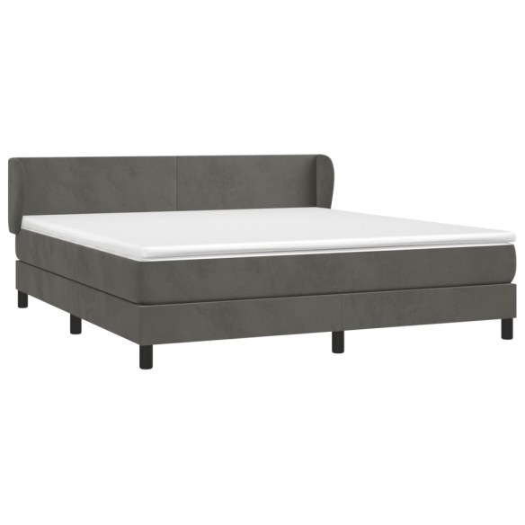 Cadre de lit et matelas Gris foncé 180x200cm Velours