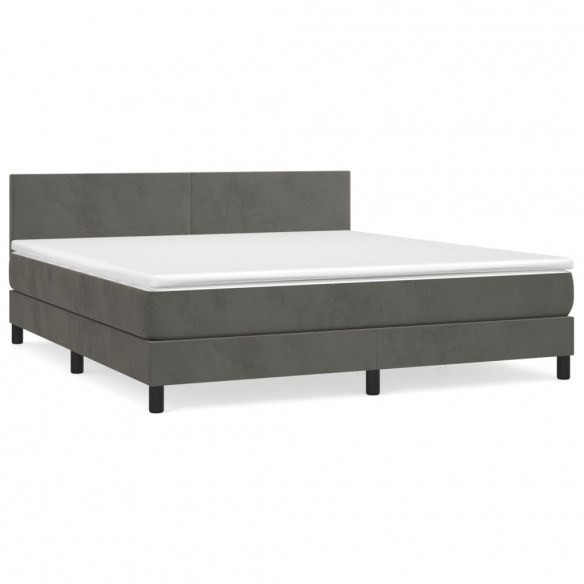 Cadre de lit et matelas Gris foncé 180x200cm Velours