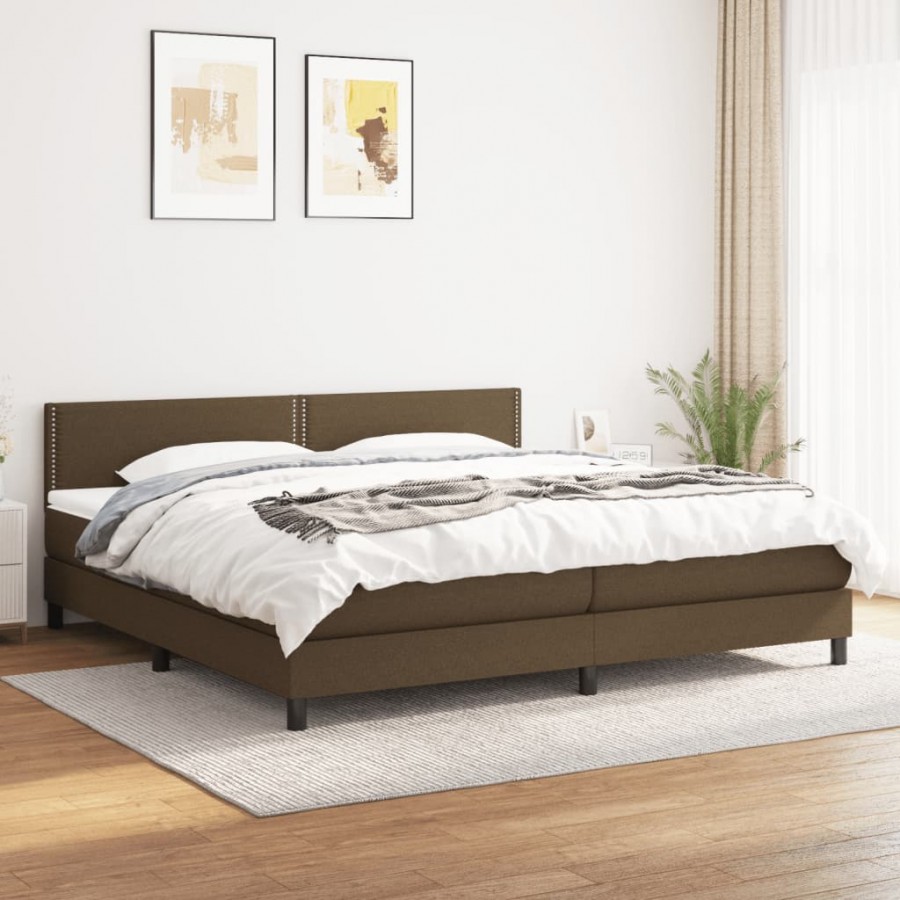 Cadre de lit avec matelas Marron foncé 200x200 cm