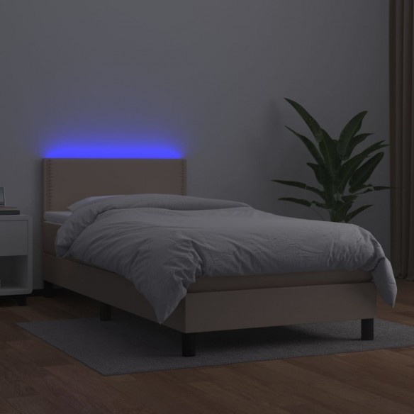 Cadre de lit matelas et LED Cappuccino 90x200 cm