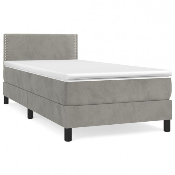 Cadre de lit et matelas Gris clair 90x190 cm Velours