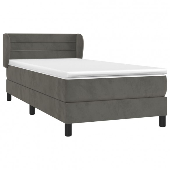 Cadre de lit et matelas Gris foncé 90x190 cm Velours