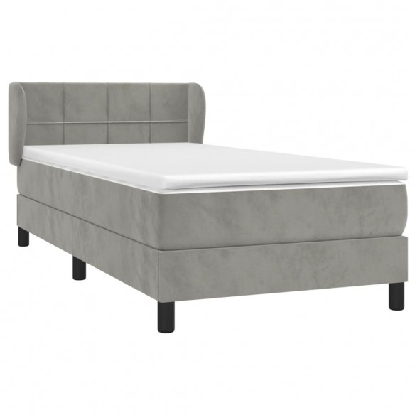 Cadre de lit et matelas Gris clair 90x190 cm Velours