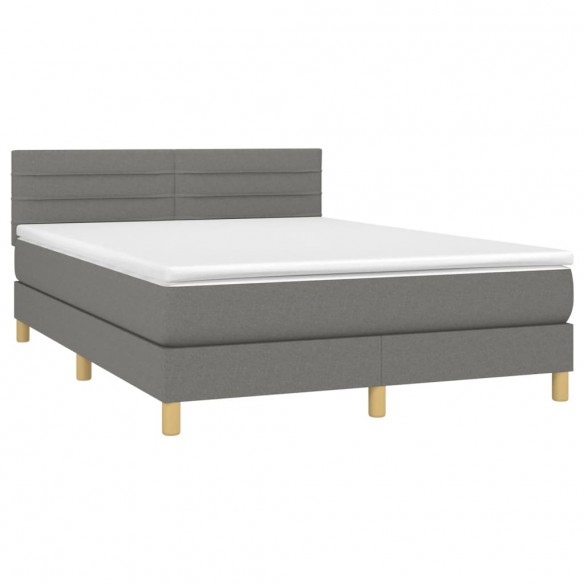 Cadre de lit avec matelas Gris foncé 140x200cm Tissu