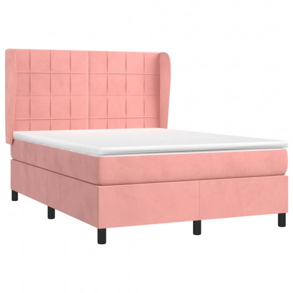 Cadre de lit avec matelas Rose 140x190 cm Velours