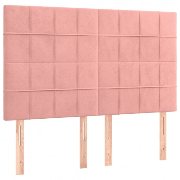 Cadre de lit avec matelas Rose 140x190 cm Velours