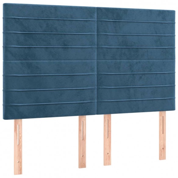 Cadre de lit et matelas Bleu foncé 140x190cm Velours