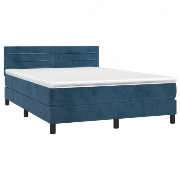 Cadre de lit avec matelas LED Bleu foncé 140x200 cm