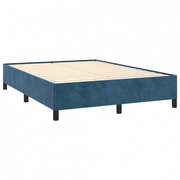 Cadre de lit et matelas Bleu foncé 140x200cm Velours