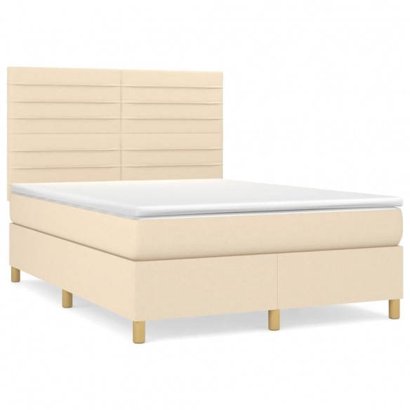 Cadre de lit avec matelas Crème 140x200 cm Tissu