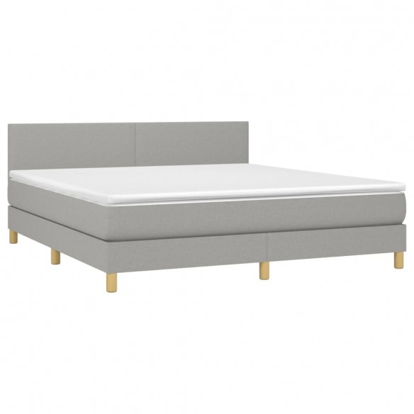 Cadre de lit avec matelas Gris clair 180x200cm Tissu