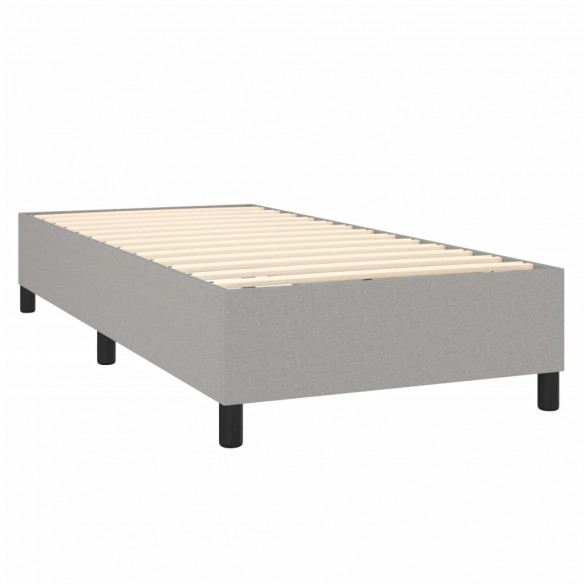 Cadre de lit matelas LED Gris clair 90x200 cm Tissu