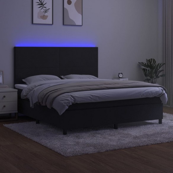 Cadre de lit et matelas LED Noir 180x200 cm Velours