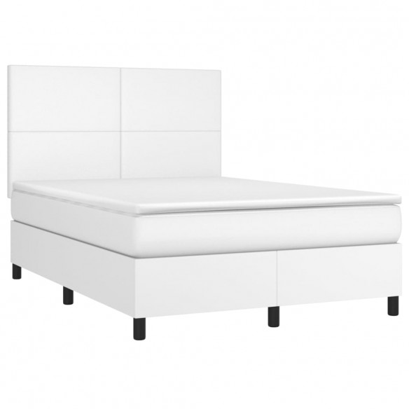 Cadre de lit avec matelas et LED Blanc 140x200 cm