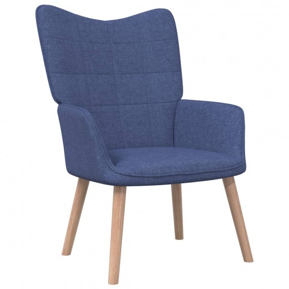 Chaise de relaxation avec tabouret Bleu Tissu