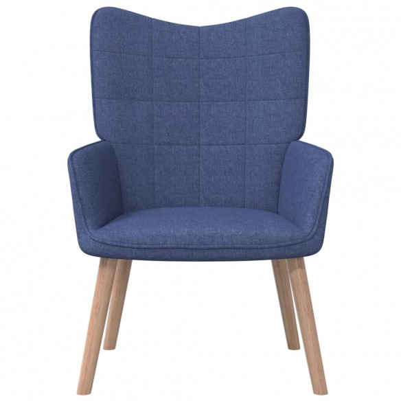 Chaise de relaxation avec tabouret Bleu Tissu