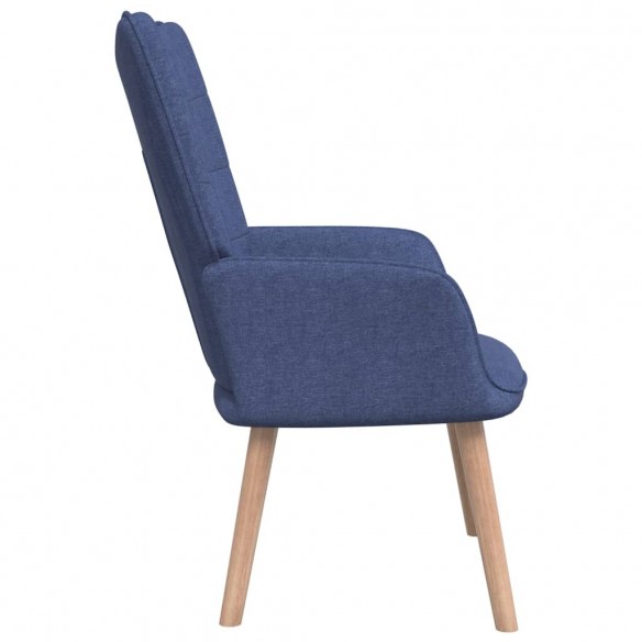 Chaise de relaxation avec tabouret Bleu Tissu