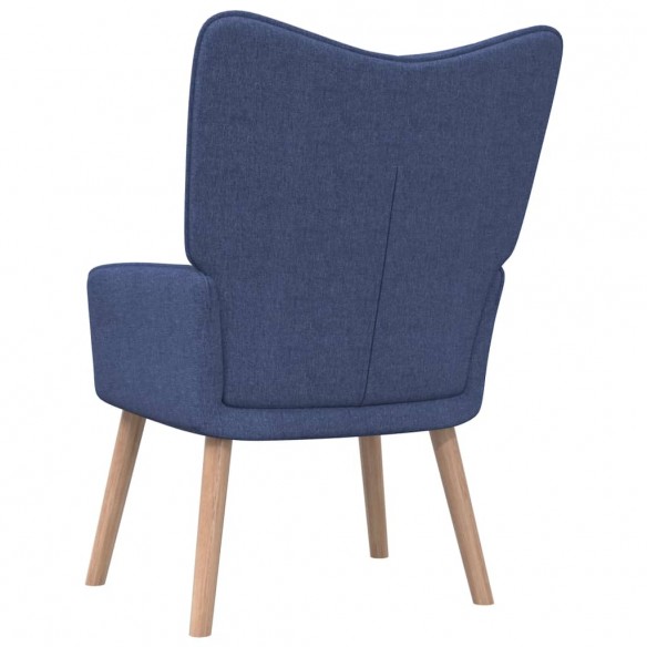 Chaise de relaxation avec tabouret Bleu Tissu