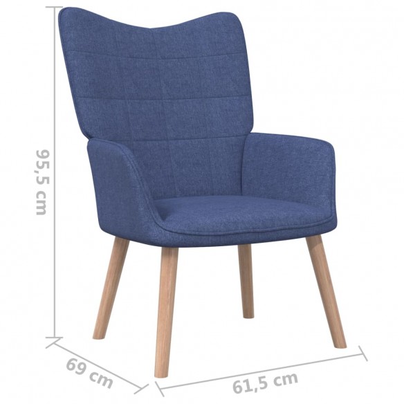 Chaise de relaxation avec tabouret Bleu Tissu