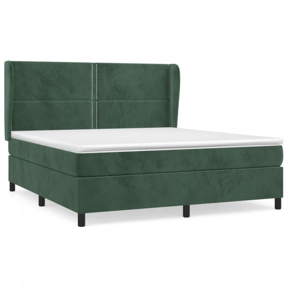 Cadre de lit et matelas Vert foncé 180x200cm Velours