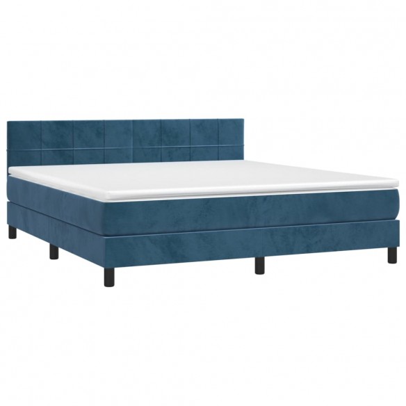 Cadre de lit avec matelas LED Bleu foncé 160x200 cm