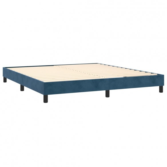 Cadre de lit avec matelas LED Bleu foncé 160x200 cm