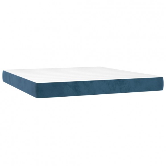 Cadre de lit avec matelas LED Bleu foncé 160x200 cm