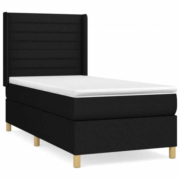 Cadre de lit avec matelas Noir 90x200 cm Tissu