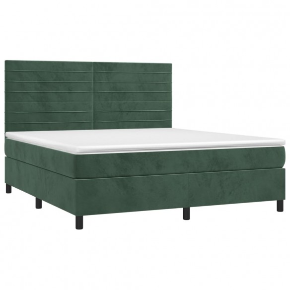 Cadre de lit et matelas Vert foncé 180x200cm Velours