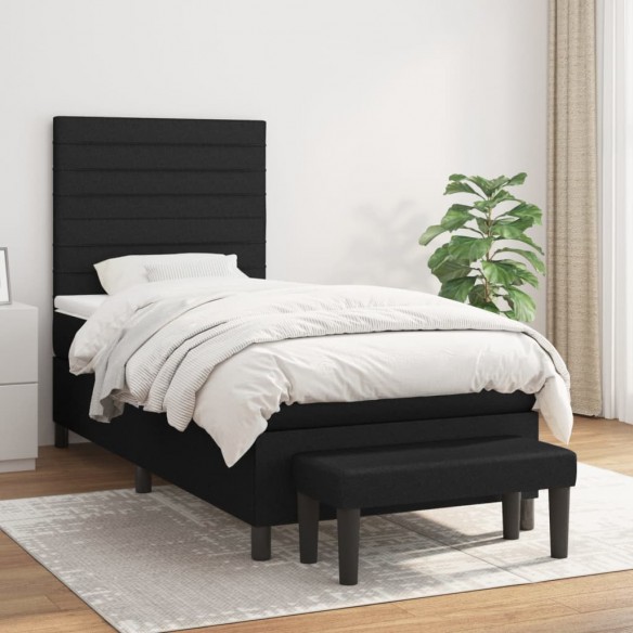 Cadre de lit avec matelas Noir 90x190 cm Tissu