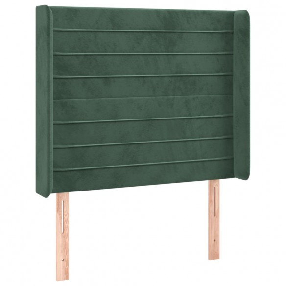 Cadre de lit et matelas et LED Vert foncé 90x200cm