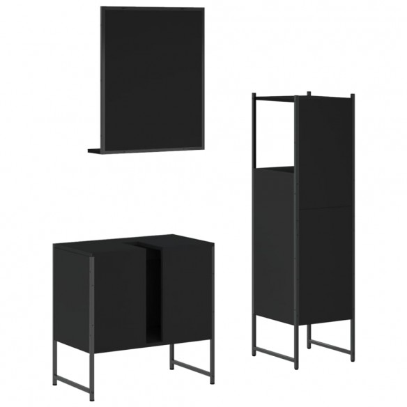 Ensemble d'armoires salle de bain 3 pcs noir bois d'ingénierie