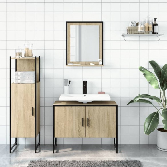 Ensemble d'armoires de salle de bain 3 pcs chêne sonoma