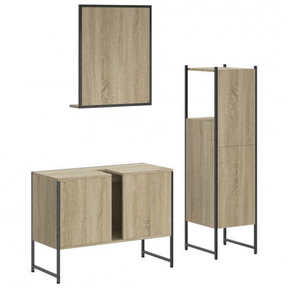 Ensemble d'armoires de salle de bain 3 pcs chêne sonoma