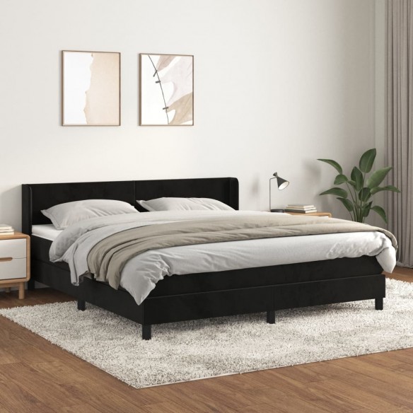 Cadre de lit avec matelas Noir 180x200 cm Velours