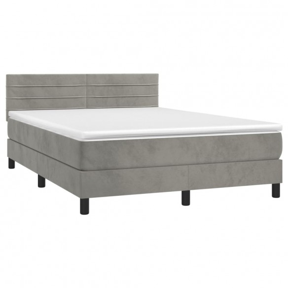 Cadre de lit avec matelas LED Gris clair 140x200 cm