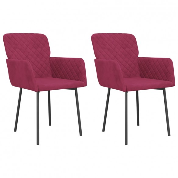 Chaises à manger lot de 2 Rouge bordeaux Velours