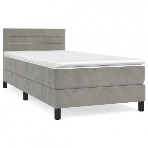 Cadre de lit et matelas Gris clair 80x200 cm Velours