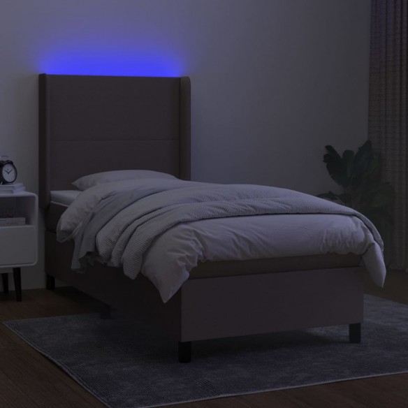 Cadre de lit matelas et LED Taupe 90x200 cm Tissu