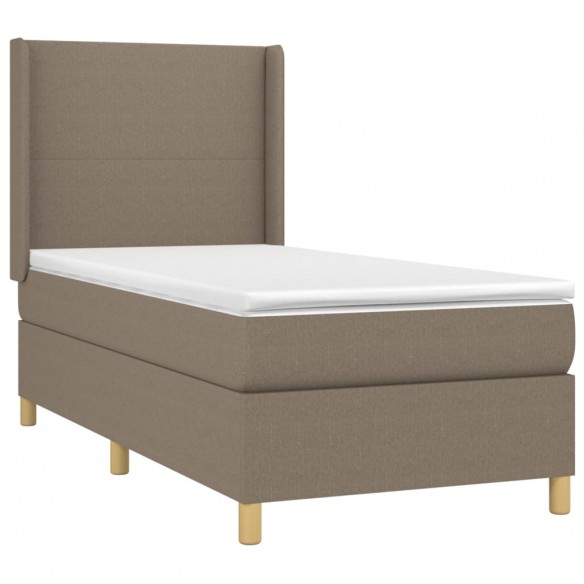 Cadre de lit avec matelas Taupe 90x200 cm Tissu