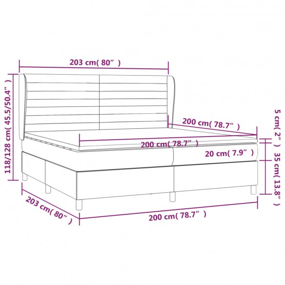 Cadre de lit avec matelas Marron foncé 200x200 cm